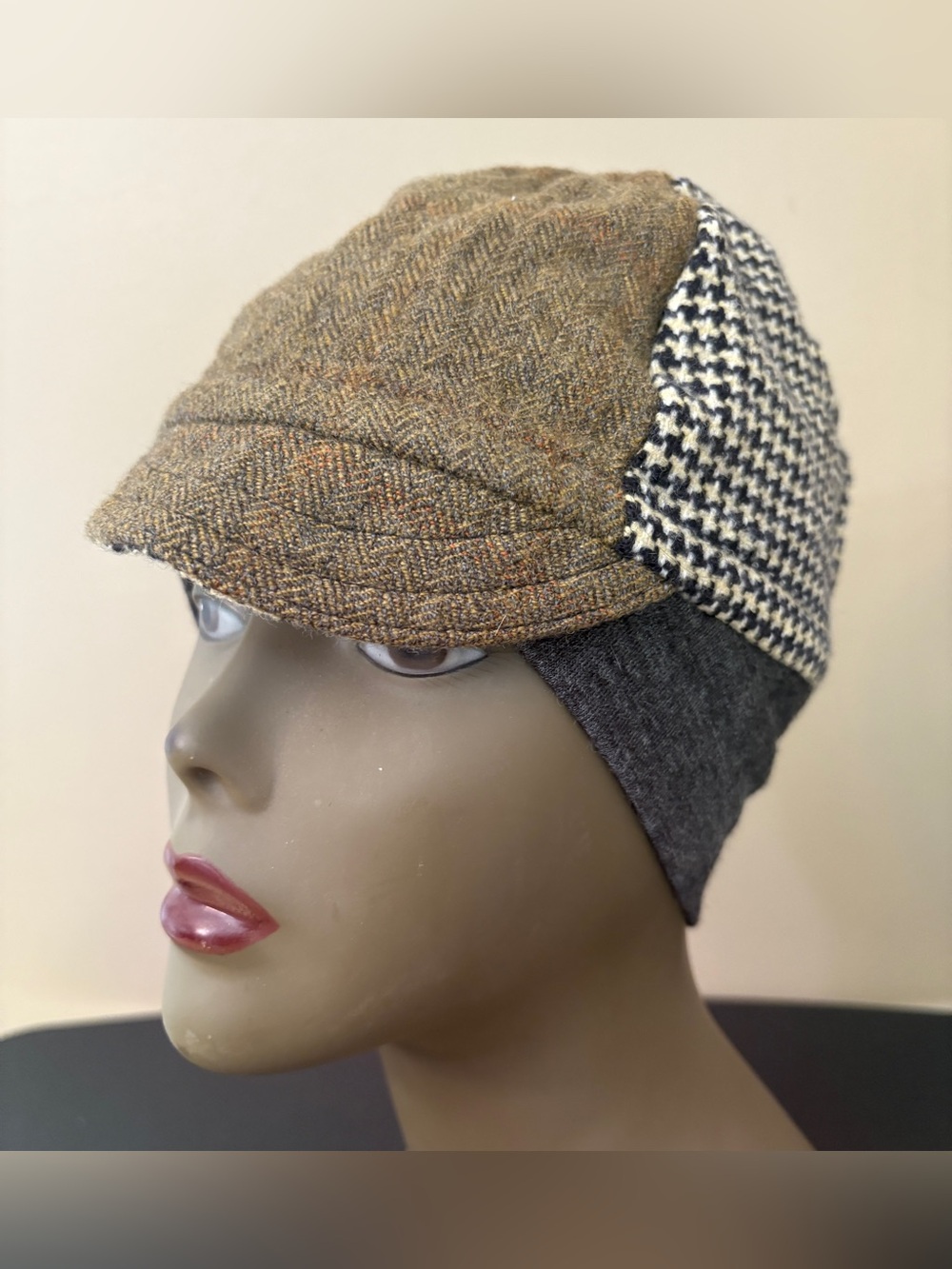 Patchwork Houndstooth Tweed Flat Cap San Francisco